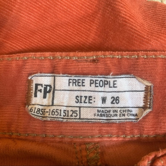 Free People Corduroy Rust Orange Pants Size 26 - Picture 9 of 11